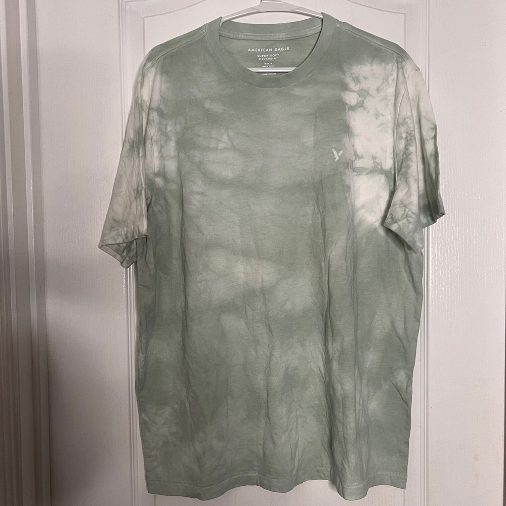 American Eagle Mens Sage Green Tie Dye Super Soft Cotton‎ T-Shirt Size Medium